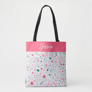 Niedliche Herbstfarben Illustriertes Blumenmuster Tasche