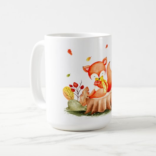 Niedliche Herbstfoxkaffee-Tasse Kaffeetasse (Vorderseite Links)
