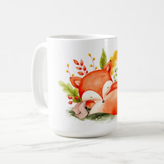 Niedliche Herbstfoxkaffee-Tasse Kaffeetasse (Vorderseite Links)