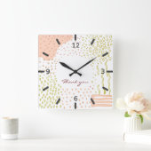 niedliche Herbstgeometrisch fufuristisch-abstrakte Quadratische Wanduhr (Zuhause)