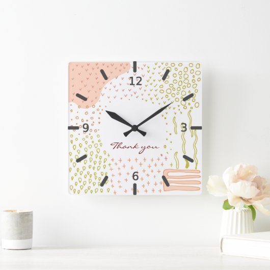 niedliche Herbstgeometrisch fufuristisch-abstrakte Quadratische Wanduhr (Zuhause)