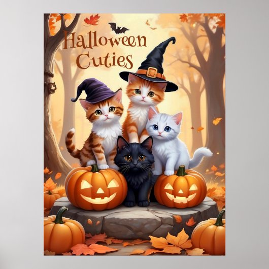 Niedliche HerbstHalloween Kätzchen Kostüme Pumpkin Poster (Vorne)