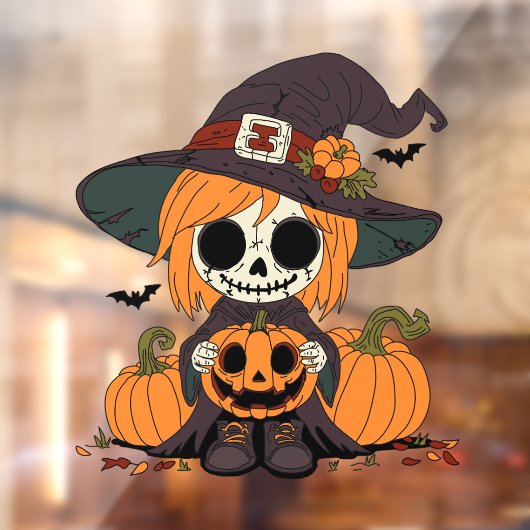 Niedliche Herbsthexe Fensteraufkleber (Blatt 2)