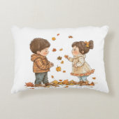 Niedliche Herbstkinder Dekokissen (Vorderseite)