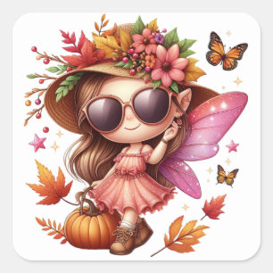 Niedliche Herbstkleber Quadratischer Aufkleber