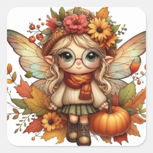 Niedliche Herbstkleber Quadratischer Aufkleber