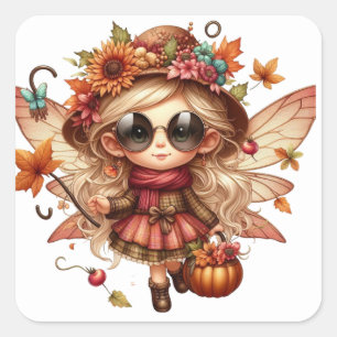 Niedliche Herbstkleber Quadratischer Aufkleber