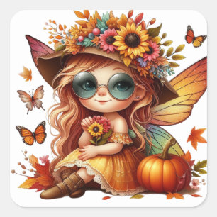 Niedliche Herbstkleber Quadratischer Aufkleber