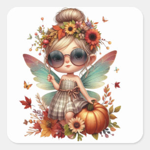 Niedliche Herbstkleber Quadratischer Aufkleber