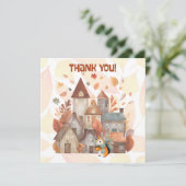 Niedliche Herbstkugel/Eichhörnchenjunge zum Geburt Dankeskarte (Stehend Vorderseite)