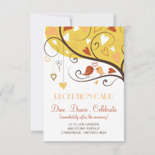 Niedliche Herbstlovebirds Hochzeitskarte Einladung