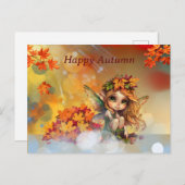 Niedliche Herbstmühle mit gefallenen Blätter Postkarte (Vorne/Hinten)