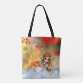 Niedliche Herbstmühle mit gefallenen Blätter Tasche (Rückseite)