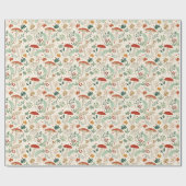 Niedliche Herbstpilze und Blätter Illustration Geschenkpapier (Flach)