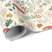 Niedliche Herbstpilze und Blätter Illustration Geschenkpapier (Rolleneckpunkt)