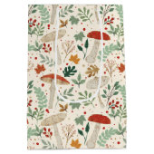 Niedliche Herbstpilze und Blätter Illustration Mittlere Geschenktüte (Rückseite)
