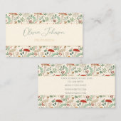 Niedliche Herbstpilze und Blätter Illustration Visitenkarte (Vorne/Hinten)