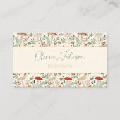 Niedliche Herbstpilze und Blätter Illustration Visitenkarte (Vorderseite)