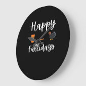 Niedliche Herbstsaison Fan Happy Fallidays Ernteda Große Wanduhr (Winkel)