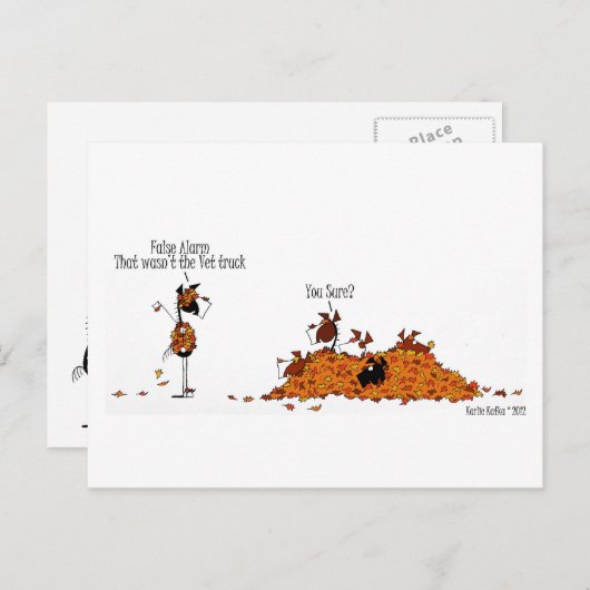 Niedliche Herbstsaison Pferde Verstecken vom Tiera Postkarte (Vorne/Hinten)