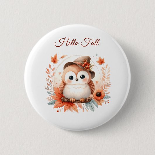 Niedliche Herbstschale auf einer Zweigniederlassun Button (Vorderseite)
