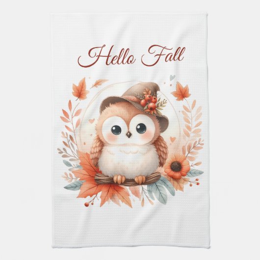 Niedliche Herbstschale auf einer Zweigniederlassun Geschirrtuch (Vertikal)