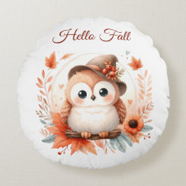 Niedliche Herbstschale auf einer Zweigniederlassun Rundes Kissen