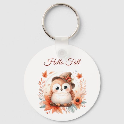 Niedliche Herbstschale auf einer Zweigniederlassun Schlüsselanhänger (Vorderseite)