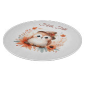 Niedliche Herbstschale auf einer Zweigniederlassun Schneidebrett (Ecke)