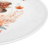 Niedliche Herbstschale auf einer Zweigniederlassun Schneidebrett (Ecke)