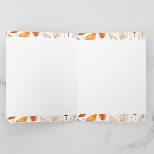 Niedliche Herbstspur mit Pumpkin und Blätter Karte (Innenseite)