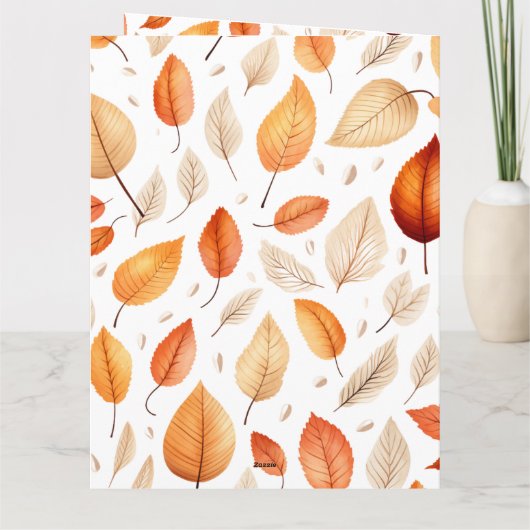 Niedliche Herbstspur mit Pumpkin und Blätter Karte (Rückseite)