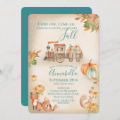 Niedliche Herbststrecke Einladung (Vorne/Hinten)