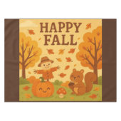 Niedliche Herbstszene mit Kürbis und Eichhörnchen Tischdecke (Vorderseite (Horizontal))