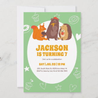 Niedliche Herbsttiere Bear Eichhörnchen Kindergebu Einladung