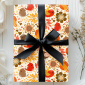 Niedliche Herbstvögel und Blätter Geschenkpapier