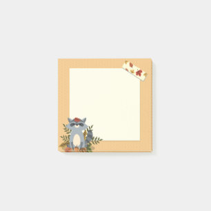 Niedliche Herbstzeit Raccoon 3" x 3" Post-it®-Hin Post-it Klebezettel