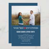 Niedliche Herz-blaues Einladung (Vorne/Hinten)