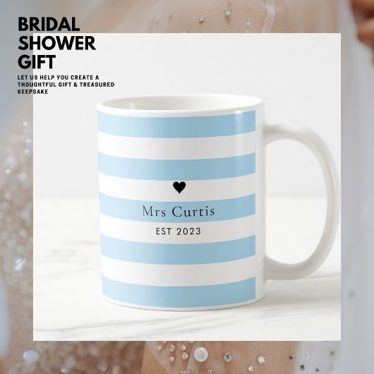 Niedliche Herz-Braut Tasse Etwas Blaues Streifen