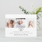 Niedliche Herz-Foto-Streifen-Geburts-Mitteilung Dankeskarte (Stehend Vorderseite)