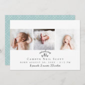 Niedliche Herz-Foto-Streifen-Geburts-Mitteilung Dankeskarte (Vorne/Hinten)