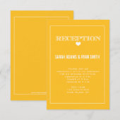 Niedliche Herz-Gelbe Hochzeitsempfehlung Einladung (Vorne/Hinten)