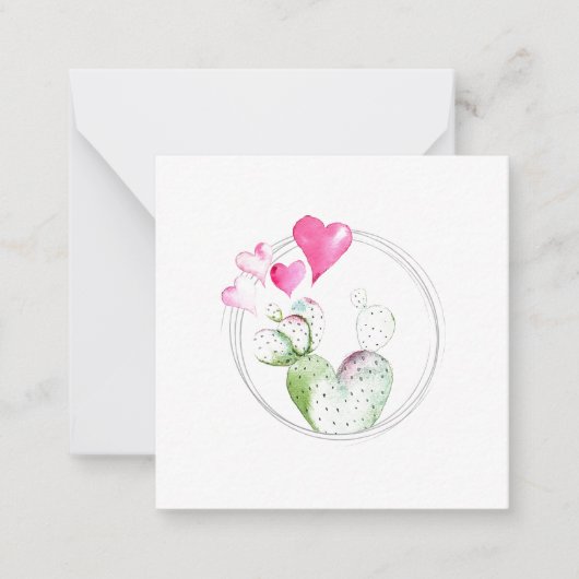 Niedliche Herz-Kaktus-Pflanze Mitteilungskarte (Vorderseite)