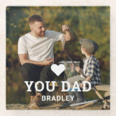 Niedliche HERZ-LIEBE SIE VATER Foto-Namen Glasuntersetzer (Vorderseite)