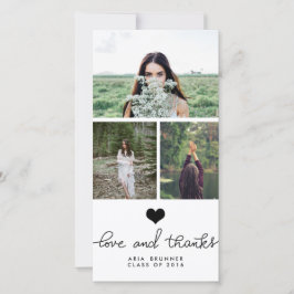 Niedliche Herz-Liebe und Dank-Typografie-Absolvent Dankeskarte