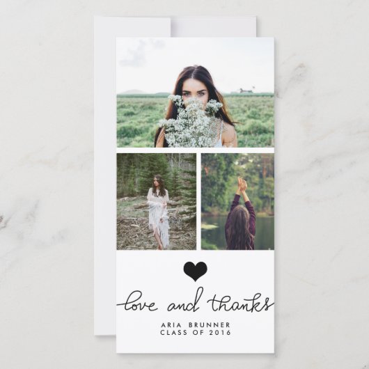 Niedliche Herz-Liebe und Dank-Typografie-Absolvent Dankeskarte (Vorderseite)