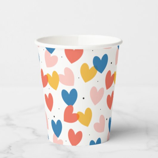 Niedliche Herz-Muster-Papiergruppen Pappbecher (Links)