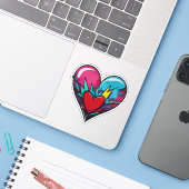 Niedliche Herzaufkleber - Valentinsticker Aufkleber (Laptop mit iPhone)
