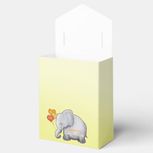 Niedliche Herzblasen Elephant Neutral Baby Dusche Geschenkschachtel (Geöffnet)
