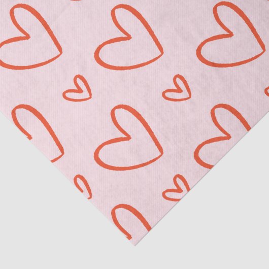Niedliche Herzdoodles - rosa und rot Seidenpapier (Detail)